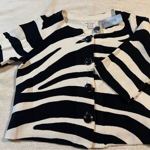 Chico's Black and White Button Down Shirt with Bold Stripes